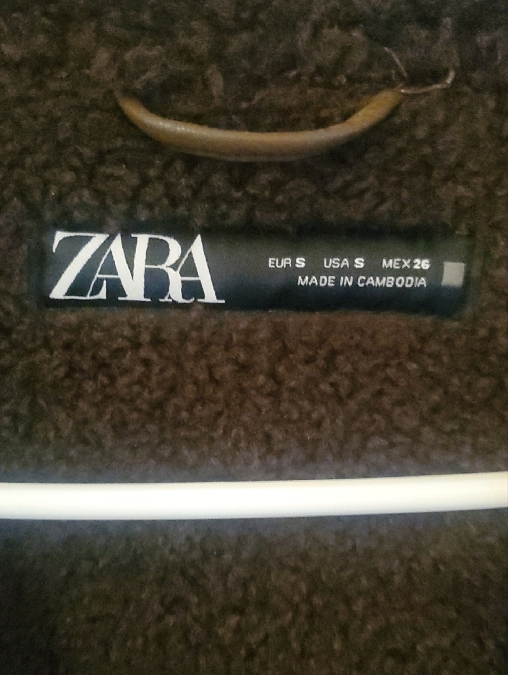 ZARA Dark Brown Shearling-Trim Bomber Jacket - Picture 2 of 9